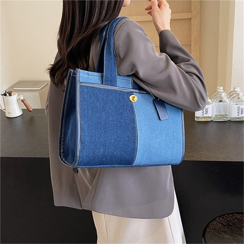 Bolso De Hombro De Mezclilla De Color De Moda Para Mujer -