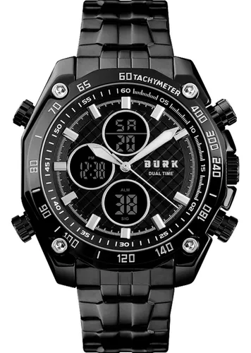 Reloj Hombre Burk 1302 Original Eeuu Analogo Digital Acero