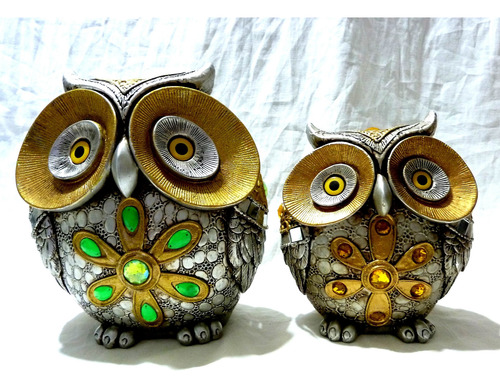 Par De Buhos Lechuzas Ceramica Souvenirs Altura 23 Y 18 Cm