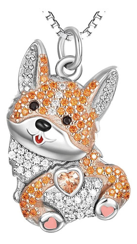 Colgantes Bonitos, Mxoke-001, 1pza, Corgi, Plata/naranja, Me Color Plata/naranja