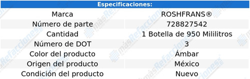 Liquido De Frenos Lf3 Dot 3 950 Ml Roshfrans