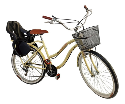 Bicicleta Aro 26 Vintage Retrô 18v Com Cadeirinha