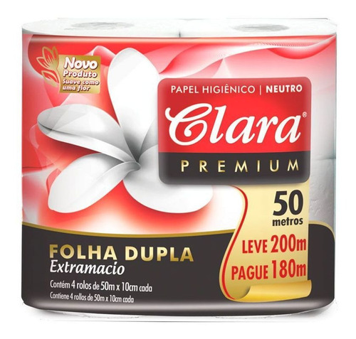 Papel Higiénico Clara Doble Hoja Premium 50mts X4