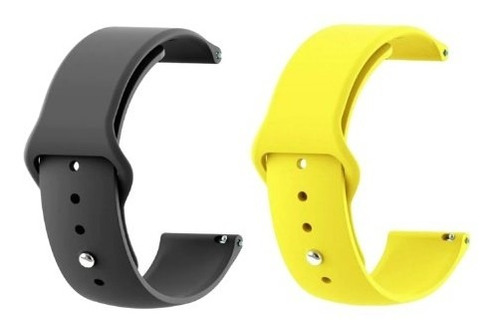 Kit Pulseira 20mm Silicone Sport Para Relógio E Smartwatch Cor Preto - amarelo Largura 20 mm