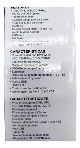 Dvd Player Qfx Vp-109 Usb Grabadora De Música