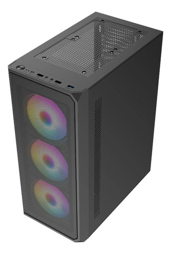 Gabinete Mid Tower Syx Gamer Eqs10-bk 3 Fan Rgb 1 Color Negro