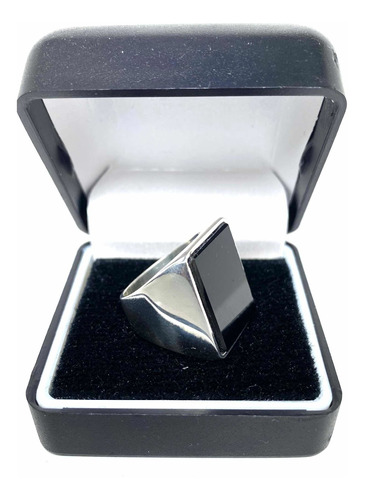 Anillo Plata Ónix Rectangular