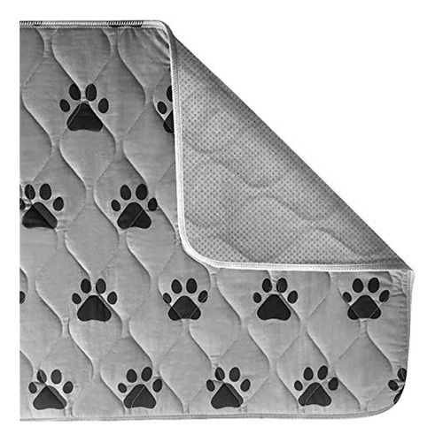 Colchoneta Reutilizable Para Perros 34x21 Gris Con Huellas  