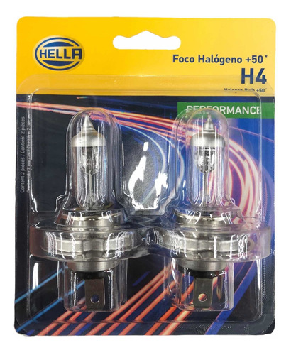 2x Focos Halógeno +50 Hella Performance 12v H4 9003 60/55w