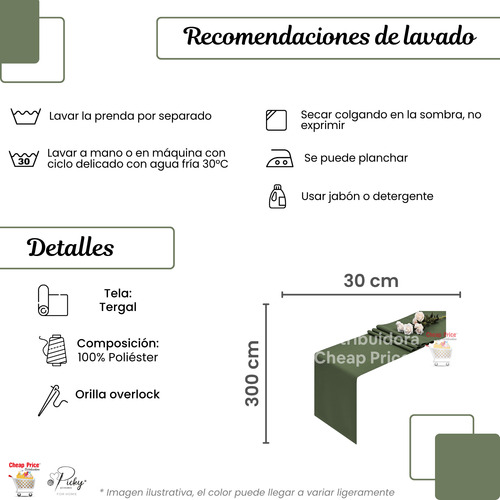 10 Camino De Mesa Tergal Mate +1 Gratis 30x3m Fiesta. Picky®