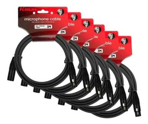 Pack 6 Cables Microfono Xlr 3 Mts Kirlin Negro Envío Gratis