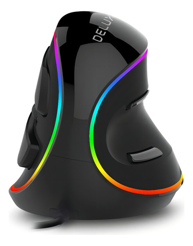 Mouse Vertical Delux Ergonomic Series M618plus Rgb Black