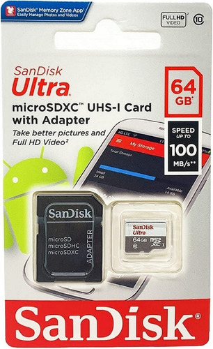Cartao Memoria Sandisk 64gb Ultra Classe 10 Original