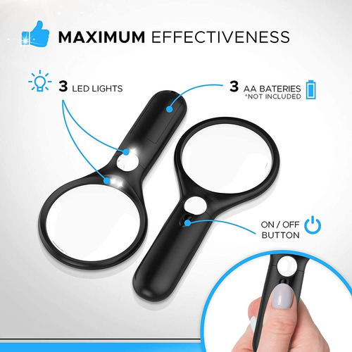 Lupa De Mano Con Luz Led, Lupa Con Luz Led Para Leer,