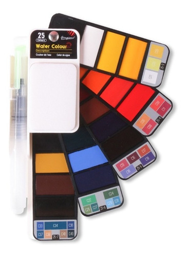 Kit De Acuarela Forma Abanico Portátil 25 Colores Giorgione