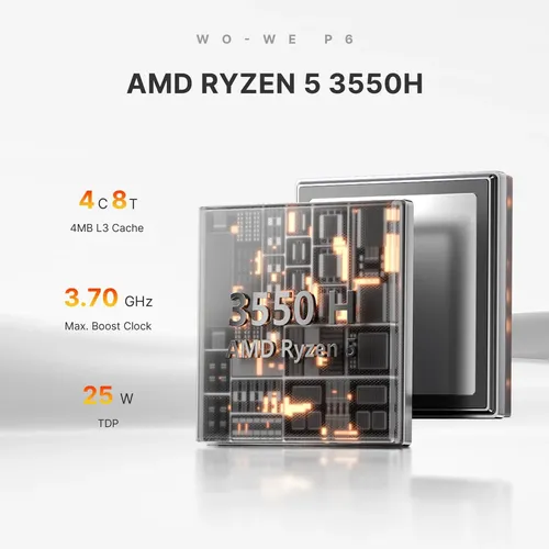 Dois Nós P6 Amd Ryzen 5 3550h Mini Pc 16 Gb 512 Gb 4k Triplo 220v