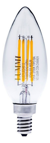 Foco led Lummi VEFILED4E12/LD Vela color blanco frío 127V