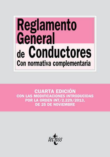 Reglamento General De Conductores, De Editorial Tecnos. Editorial Tecnos, Tapa Blanda En Español