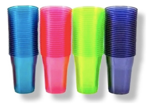 150 Piezas Vasos Plástico Multicolor Neon 473 Ml 