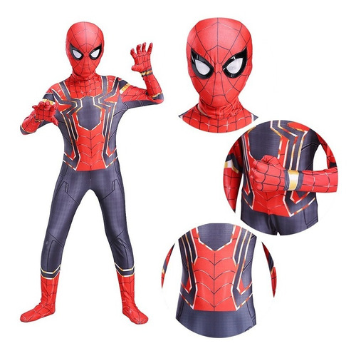 Disfraz Iron Spiderman Hombre Araña  Niño Importado 