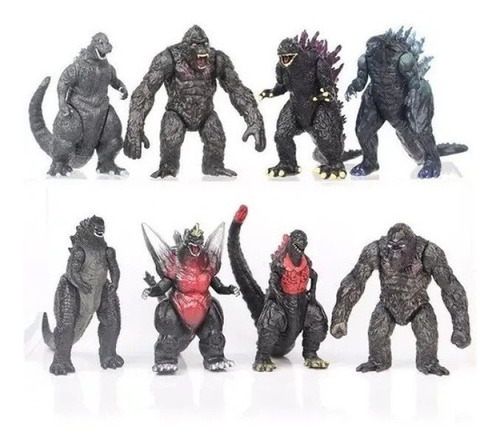 8 piezas de muñeco de dinosaurio Godzilla King Kong de segunda generación