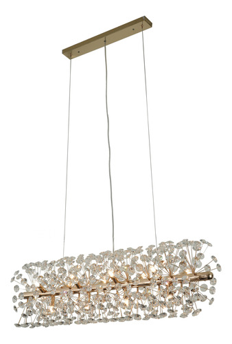 Lustre De Cristal Retangular Dourado Sonho 93cm