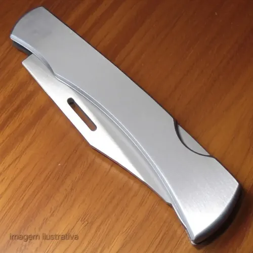 Canivete Inox Bolso Caça Pesca Tipo Zebu Faca Trava Retratil