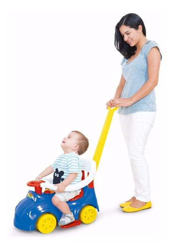 Imagem 4 de 5 de Carrinho Andador Azul C/ Empurrador E Porta Treco - Cotiplás