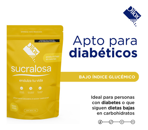 Mezcla De Sucralosa 1kg Endulzante Sin Calorías Dilox