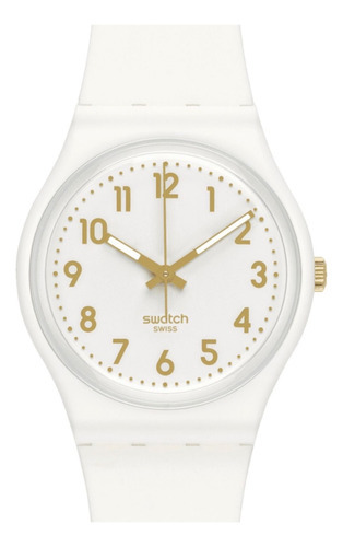 Imagen 1 de 2 de Reloj Swatch Mujer Classic White Bishop So28w106-s14 Color De La Malla Blanco Color Del Bisel Blanco Color Del Fondo Blanco