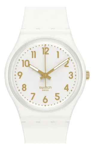 Reloj Swatch Mujer So28w106-s14 Classic White Bishop Color de la malla  Blanco Color del bisel Blanco Color del fondo Blanco