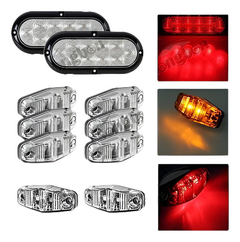 Kit De Luz Led Acoplado, Claro Lente Rojo Stop Girar A La Co