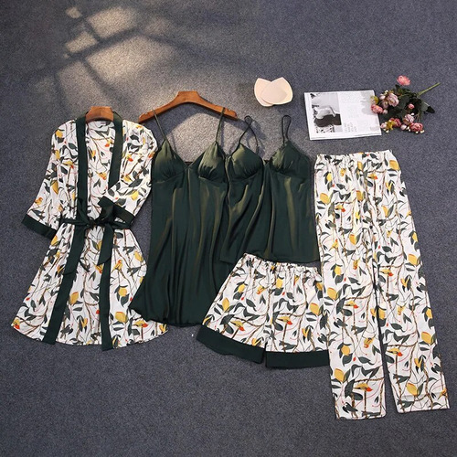Conjunto De Pijama Camisón De Encaje, Kimono, Bata De Baño P