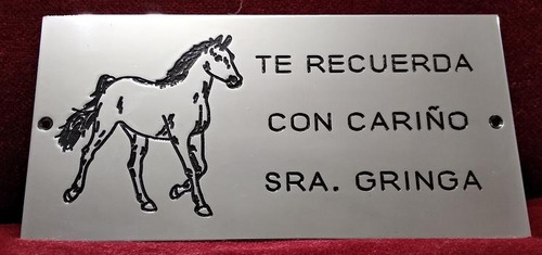 Placa Recordatoria Cementerio 10x20 Con Dibujo De Caballo