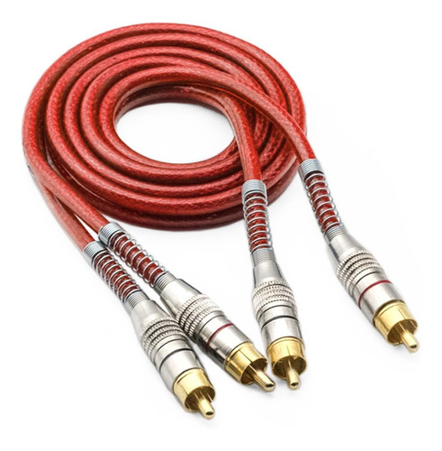 Cabo Rca 1 Metro Dupla Blindagem 5mm Plug Metal Vermelho