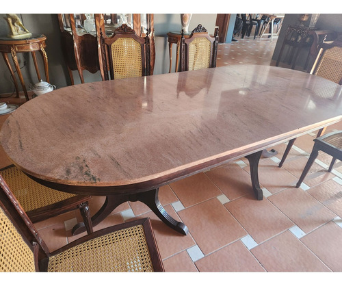 Antiga Mesa Jantar Jacarandá Mármore Rosa Cadeira Palhinha (Usado)