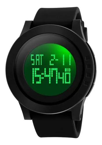 Reloj Deportivo Digital Burk 1025 Luz Led Cronometro Alarma! Color De La  Malla Negro