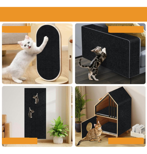 Rascador Alfombra Gato Michi Sillon Mueble Autoadhesivo - X2 Negro