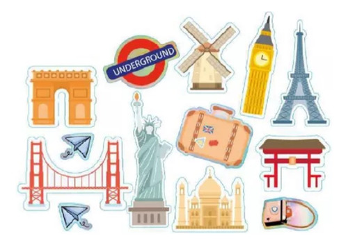 Kit De Stickers Viajero Monumentos X 26u + Sobre