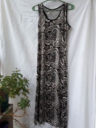 Vestido Largo Mujer Estampado S/m Poliéster Negro Beige Nuev