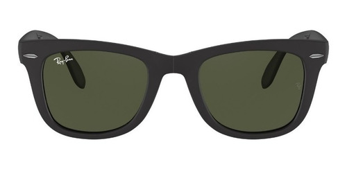 Imagen 8 de 8 de Anteojos de sol Ray-Ban Wayfarer Folding Classic Large con marco de nailon color matte black, lente green de cristal clásica, varilla matte black de nailon - RB4105