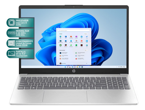 Laptop HP 15 Intel Core i5 8GB RAM 512GB SSD 15.6" TouchScreen Windows 11 Home - Excelente (Reacondicionado)