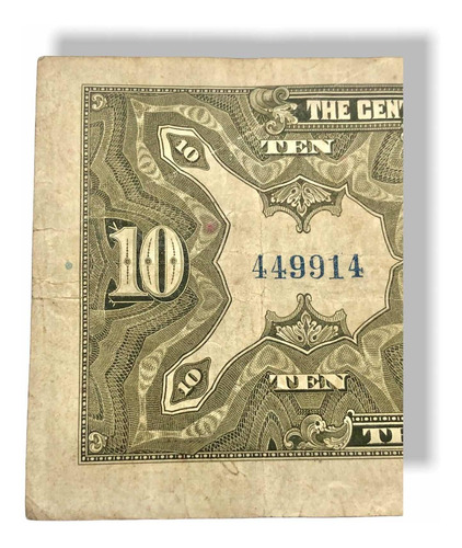 Billete Antiguo De China D 10 Dólares Año 1923 Banco Central (Usado)