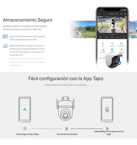 Cámara Inteligente Ip Wifi 360° 2k Qhd, Tp-link Tapo C520ws