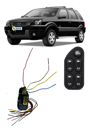 Interruptor Vidro 4 Botões Ecosport 2003 A 2007 Com Chicotes