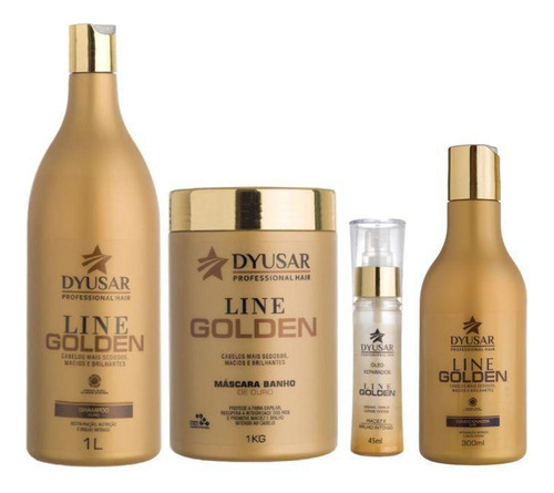 Kit Line Golden Shampoo + Máscara + Cond + Óleo 1kg Dyusar
