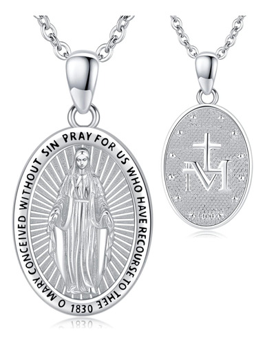 Swanwave S925 Collar De Plata De Ley Virgen María Católica