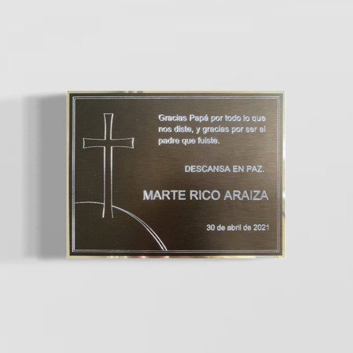 Placa Para Nicho Metálica Personalizada 10x5cm Urna Funerari