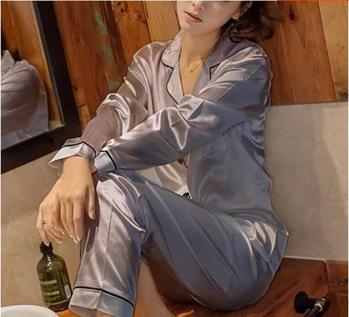 Conjunto De Pijama De Satén De Seda Para Mujer, Ropa De Dorm