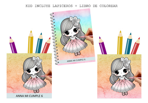 Kit Imprimible Souvenir De Cumple Lapicero + Libro: Muñecas